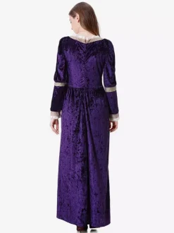 Purple Retro Costumes Ruffles Dress Marie Antoinette Set