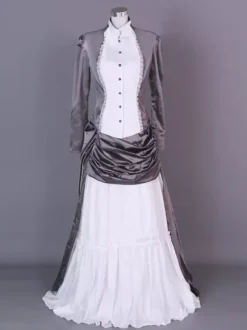 Purple Retro Costumes Women's Marie Antoinette Costume Color Block Ruffles Polyester Set Skirt Top Retro 18th Century Costume
