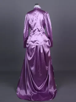 Purple Retro Costumes Women's Marie Antoinette Costume Color Block Ruffles Polyester Set Skirt Top Retro 18th Century Costume