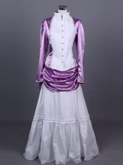 Purple Retro Costumes Women's Marie Antoinette Costume Color Block Ruffles Polyester Set Skirt Top Retro 18th Century Costume
