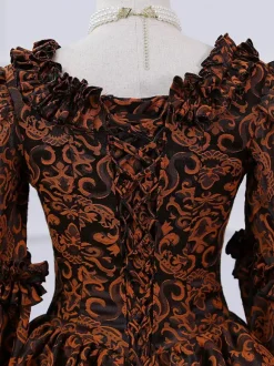 Purple Retro Tudor Dress Costumes Women's Ruffles Marie Antoinette Costume Polyester Dress ROCOCO Style 18th Century Costume Burgundy