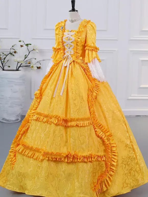 Purple Retro Tudor Dress Costumes Women's Ruffles Marie Antoinette Costume Polyester Dress ROCOCO Style 18th Century Costume Burgundy