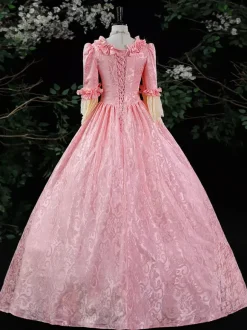 Purple Retro Tudor Dress Costumes Women's Ruffles Marie Antoinette Costume Polyester Dress ROCOCO Style 18th Century Costume Burgundy
