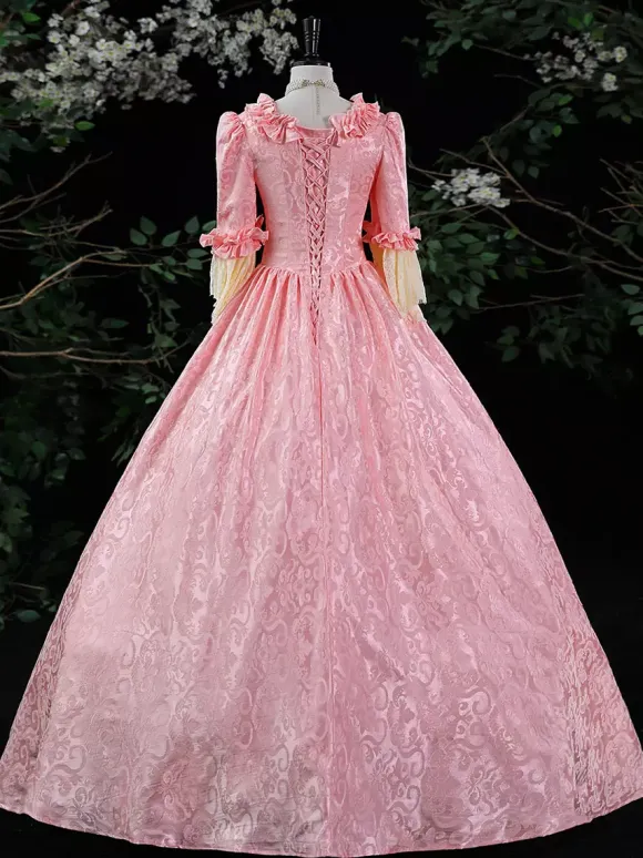 Purple Retro Tudor Dress Costumes Women's Ruffles Marie Antoinette Costume Polyester Dress ROCOCO Style 18th Century Costume Burgundy
