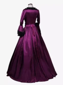 Purple Retro Tudor Dress Costumes Lace Polyester Dress Women's Retro Tunic Marie Antoinette Costume Masquerade Ball Gown
