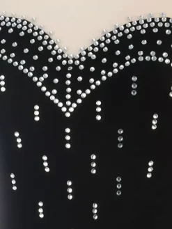 Purple Skating Dress Sweetheart Rhinestone Nuded Long Sleeves Ice Skater Dress For Women And Girls