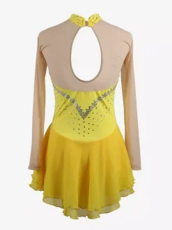 Purple Skating Dress Sweetheart Rhinestone Nuded Long Sleeves Ice Skater Dress For Women And Girls