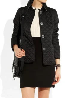 Quilted Jacket Turndown Collar Padded Coat Spring Cozy Outerwear