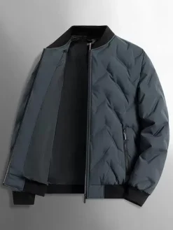 Quilted Jacket with Zipper Pocket Men's Winter Coat
