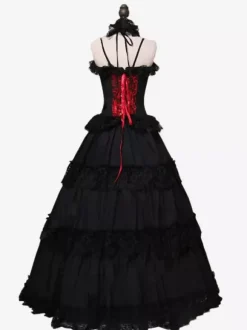 Red Retro Tudor Dress Costumes Ruffles Polyester Choker Women's Retro Tunic Marie Antoinette Costume 18th Century Costume Burgundy