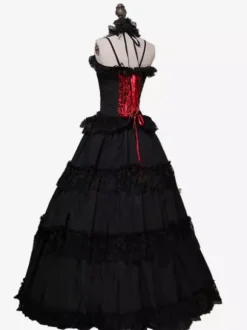 Red Retro Tudor Dress Costumes Ruffles Polyester Choker Women's Retro Tunic Marie Antoinette Costume 18th Century Costume Burgundy