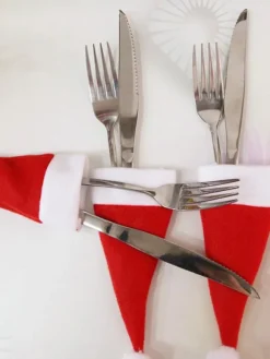 Red Christmas Hats For Forks Polyester Fiber Polyester Christmas Holidays Props