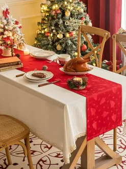 Red Christmas Polyester Fiber Polyester Christmas Pattern Christmas Holidays Costumes