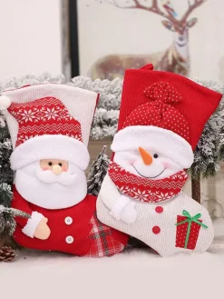Red Christmas Socks Polyester Fiber Christmas Holidays Costumes