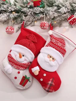 Red Christmas Socks Polyester Fiber Christmas Holidays Costumes