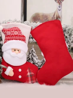 Red Christmas Socks Polyester Fiber Christmas Holidays Costumes