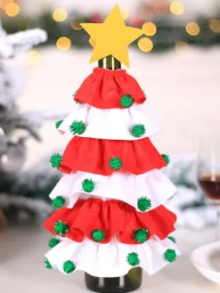 Red Christmas Tree Polyester Fiber Christmas Holidays Costumes Props