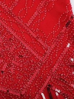 Red Flapper Dress Stripes Sequins Bead Fringe 1920s Fashion Style Outfits Great Gatsby with Tassels Costume Retro 20s Party Dress Burgundy
