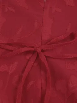 Red Floral Jacquard Maxi Dress For Women - Romantic Slim Fit Cami Dress - Summer Date Night Outfits 2026