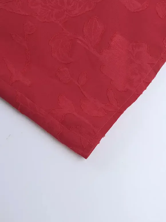 Red Floral Jacquard Maxi Dress For Women - Romantic Slim Fit Cami Dress - Summer Date Night Outfits 2026