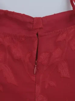 Red Floral Jacquard Maxi Dress For Women - Romantic Slim Fit Cami Dress - Summer Date Night Outfits 2026