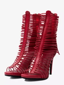 Red Gladiator Sandals Women's Open Toe Strappy High Heel Sandal Shoes