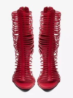Red Gladiator Sandals Women's Open Toe Strappy High Heel Sandal Shoes