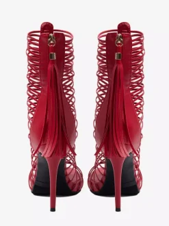 Red Gladiator Sandals Women's Open Toe Strappy High Heel Sandal Shoes