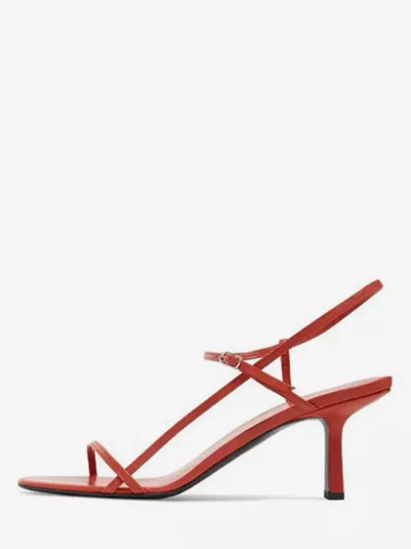 Red Heeled Sandals Open Toe Strappy Party Shoes For Women