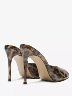 Red High Heel Mules Peep Toe Stiletto Heel Sandal Slippers