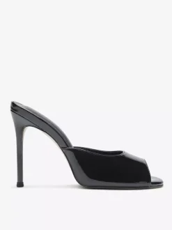 Red High Heel Mules Peep Toe Stiletto Heel Sandal Slippers