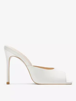 Red High Heel Mules Peep Toe Stiletto Heel Sandal Slippers