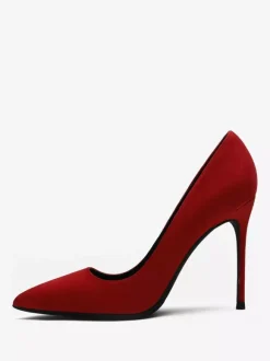 Red High Heels Suede Pointed Toe Stiletto Heel Dress Shoes