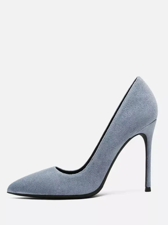 Red High Heels Suede Pointed Toe Stiletto Heel Dress Shoes