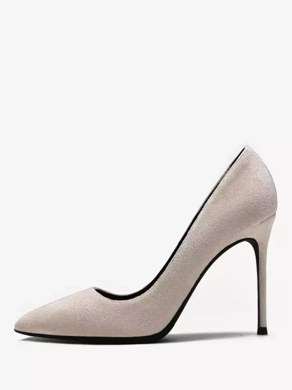 Red High Heels Suede Pointed Toe Stiletto Heel Dress Shoes