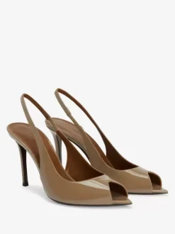 Red Peep Toe High Heels Women's Slingback Stiletto Heel Pumps