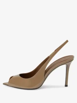 Red Peep Toe High Heels Women's Slingback Stiletto Heel Pumps