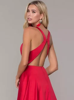 Red Prom Dresses With Slit Evening Dress 2026 A-Line V-Neck Sleeveless Split Front Formal Dresses Wedding Guest Dresses Free Customization
