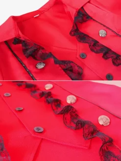 Red Retro Lace Top Women Vintage 18th Century Costume