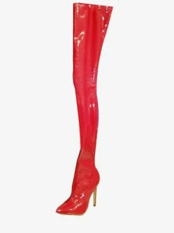 Red Sexy Boots Women Pointed Toe Stiletto Heel Thigh High Boots High Heel Over The Knee Boots