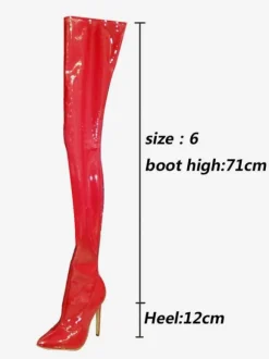 Red Sexy Boots Women Pointed Toe Stiletto Heel Thigh High Boots High Heel Over The Knee Boots