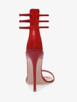 Red Sexy Heeled Sandals Open Toe Stiletto Heel Ankle Strap Party Shoes