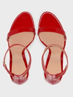 Red Sexy Heeled Sandals Open Toe Stiletto Heel Ankle Strap Party Shoes