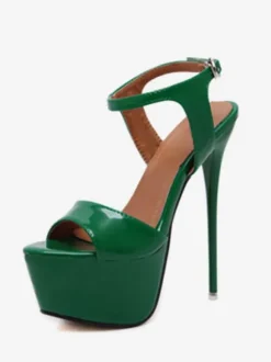 Red Sexy Shoes Stiletto Heel Peep Toe Platform Sandals For Women