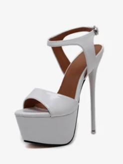 Red Sexy Shoes Stiletto Heel Peep Toe Platform Sandals For Women