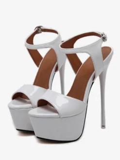 Red Sexy Shoes Stiletto Heel Peep Toe Platform Sandals For Women