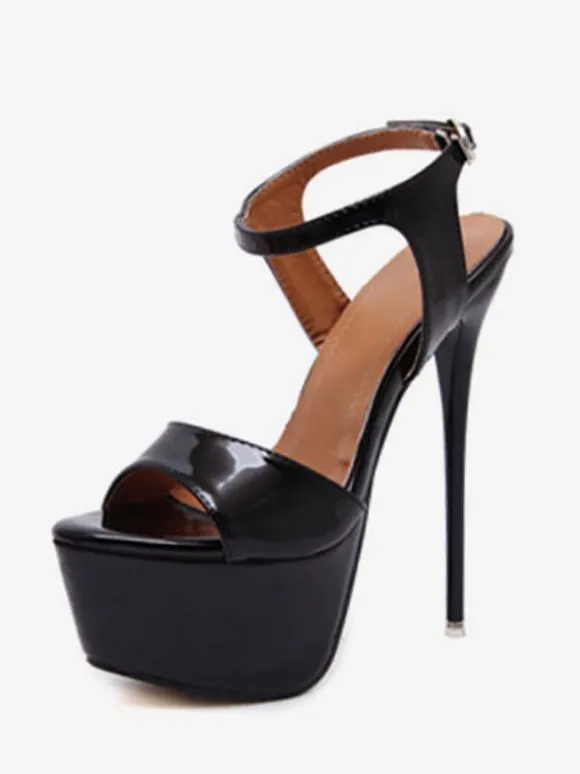Red Sexy Shoes Stiletto Heel Peep Toe Platform Sandals For Women