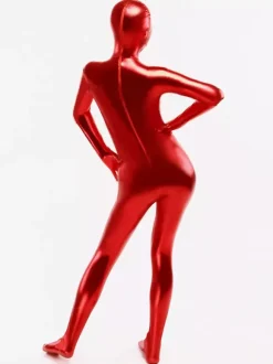Red Shiny Metallic Catsuit with Mouth and Eyes Opened