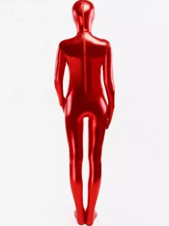 Red Shiny Metallic Catsuit with Mouth and Eyes Opened