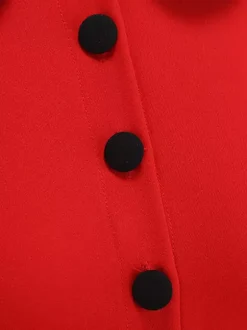 Red Sleeveless Peter Pan Collar A Line Maxi Dress For Women Vintage Chic